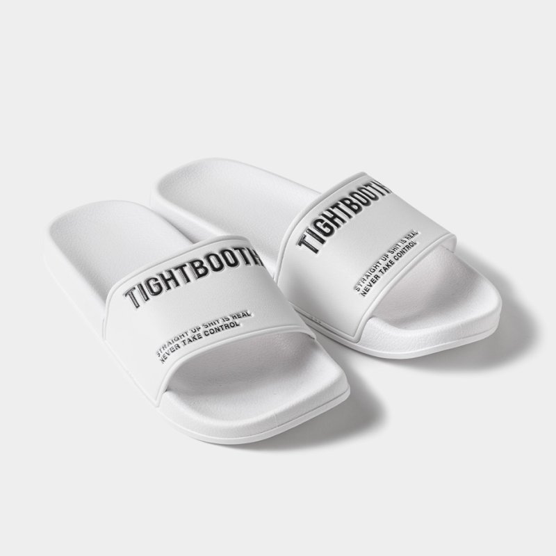 画像1: TIGHTBOOTH/LABEL LOGO SLIDE SANDAL（White）［スライドサンダル-24春夏］