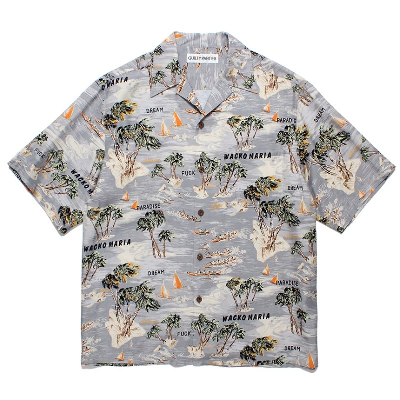 画像1: WACKO MARIA/HAWAIIAN SHIRT（GRAY）［ハワイアンシャツ-24春夏］
