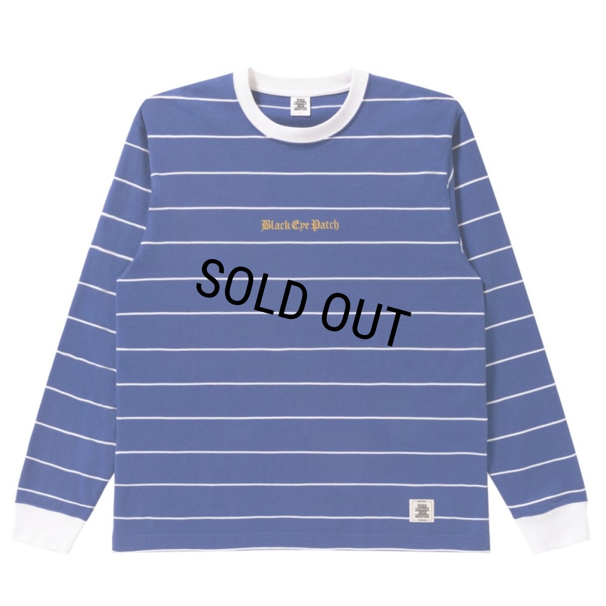 画像1: BlackEyePatch/OE LOGO EMBROIDERED STRIPED L/S TEE(BLUE) (1)