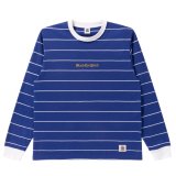 BlackEyePatch/OE LOGO EMBROIDERED STRIPED L/S TEE（BLUE）