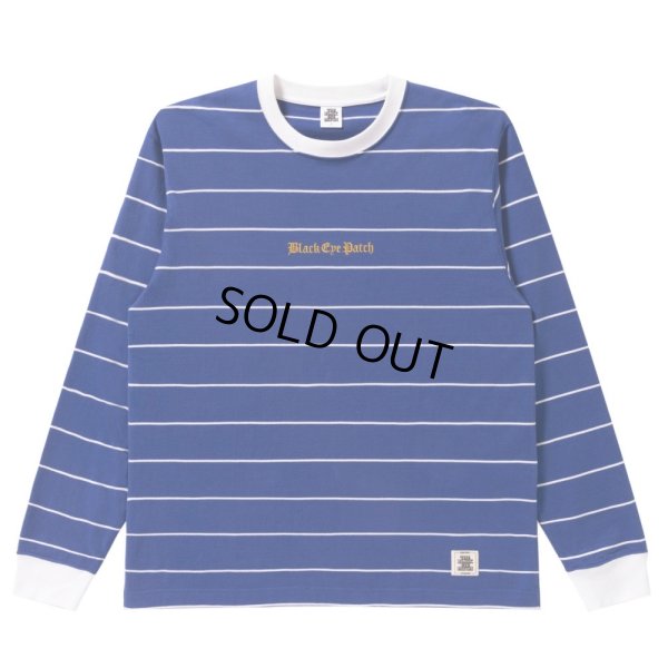 画像1: BlackEyePatch/OE LOGO EMBROIDERED STRIPED L/S TEE（BLUE）