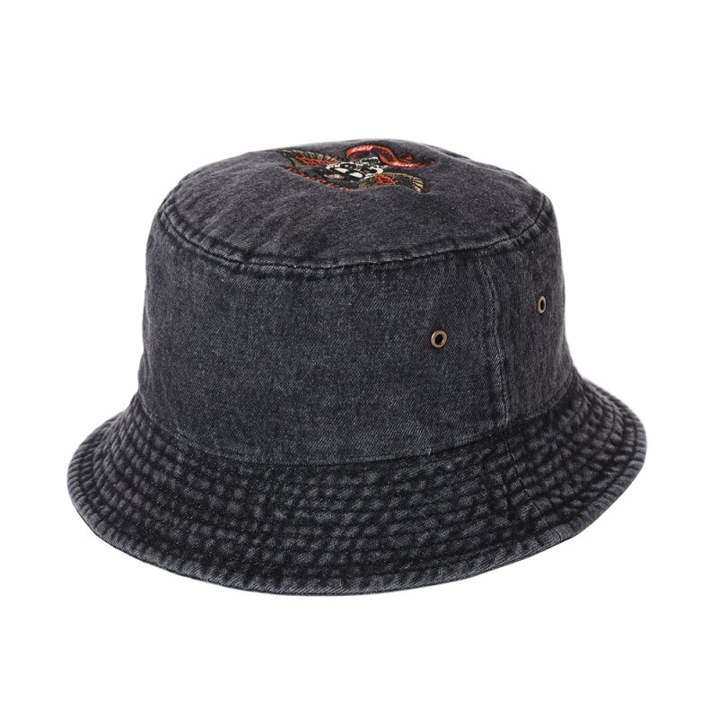 画像2: PORKCHOP/HAT-DENIM P（×MASSES）（BLACK）［デニムバケットハット-24春夏］