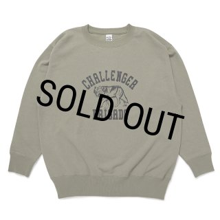 CHALLENGER/WOLF COLLEGE C/N SWEAT（KHAKI）［クルーネックスウェット 