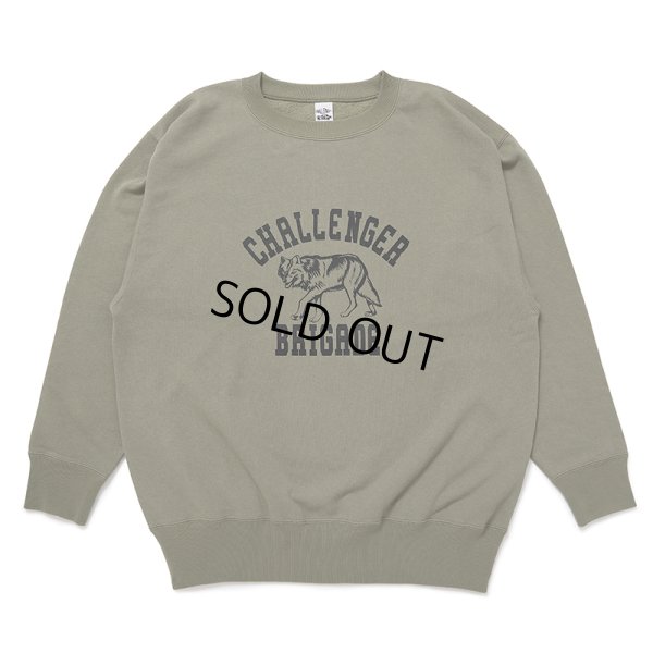 画像1: CHALLENGER/WOLF COLLEGE C/N SWEAT（KHAKI）［クルーネックスウェット-24秋冬］