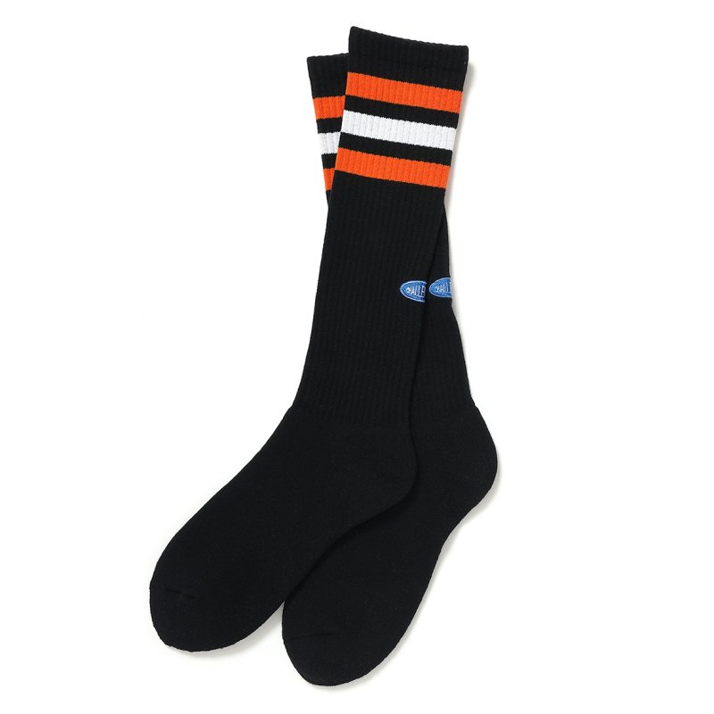 画像1: CHALLENGER/LINE SOCKS（BLACK）［ラインソックス-24秋冬］