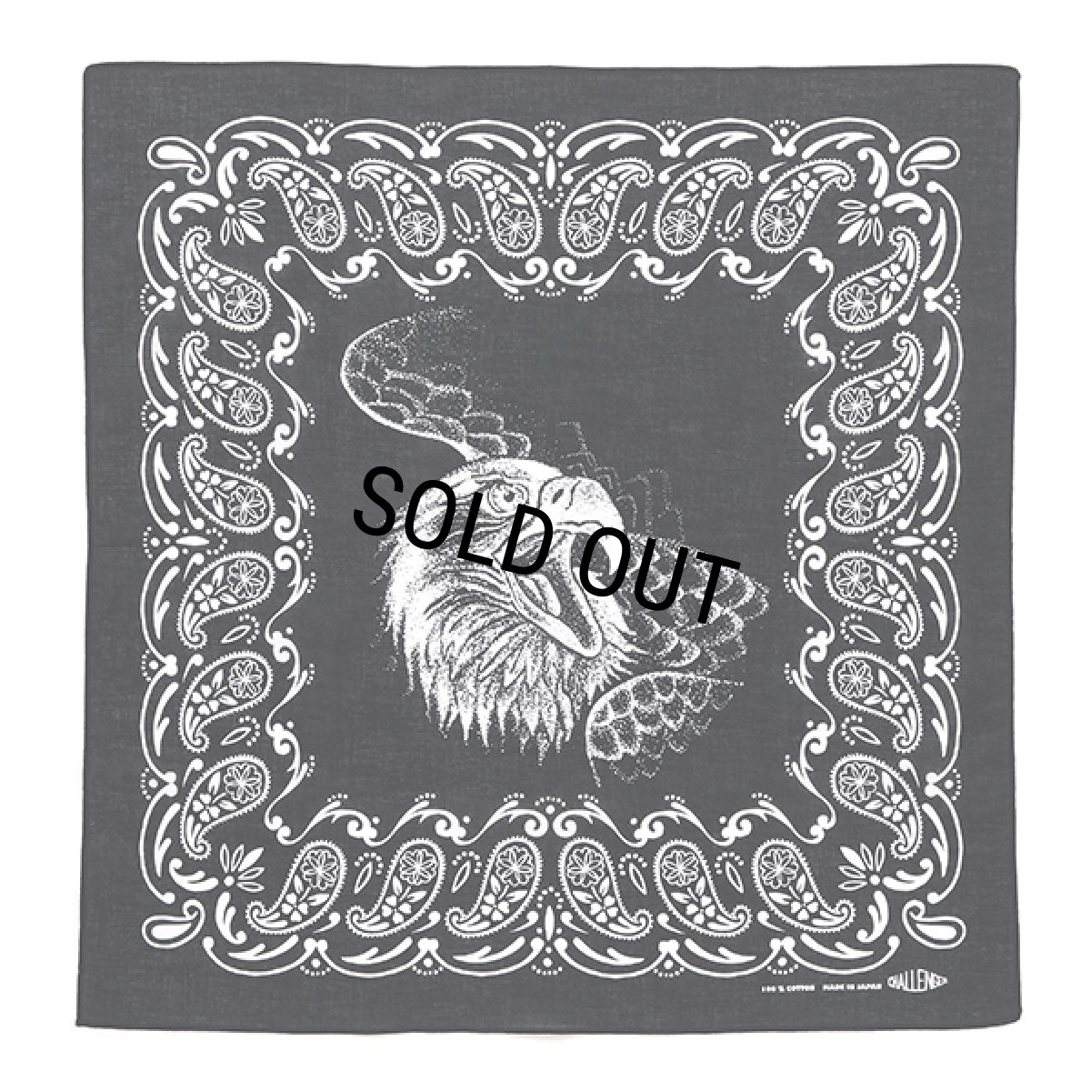 画像1: CHALLENGER/EAGLE HEAD BANDANA（BLACK）［イーグルヘッドバンダナ-24秋冬］ (1)