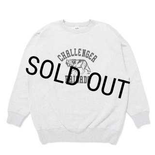 CHALLENGER/WOLF COLLEGE C/N SWEAT（GRAY）［クルーネックスウェット 