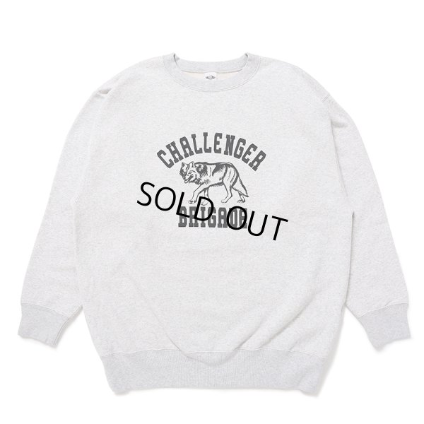 画像1: CHALLENGER/WOLF COLLEGE C/N SWEAT（GRAY）［クルーネックスウェット-24秋冬］