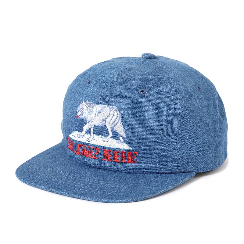 画像1: CHALLENGER/WOLF BRIGADE CAP（WASHED DENIM）［ウルフブリゲイドキャップ-24秋冬］
