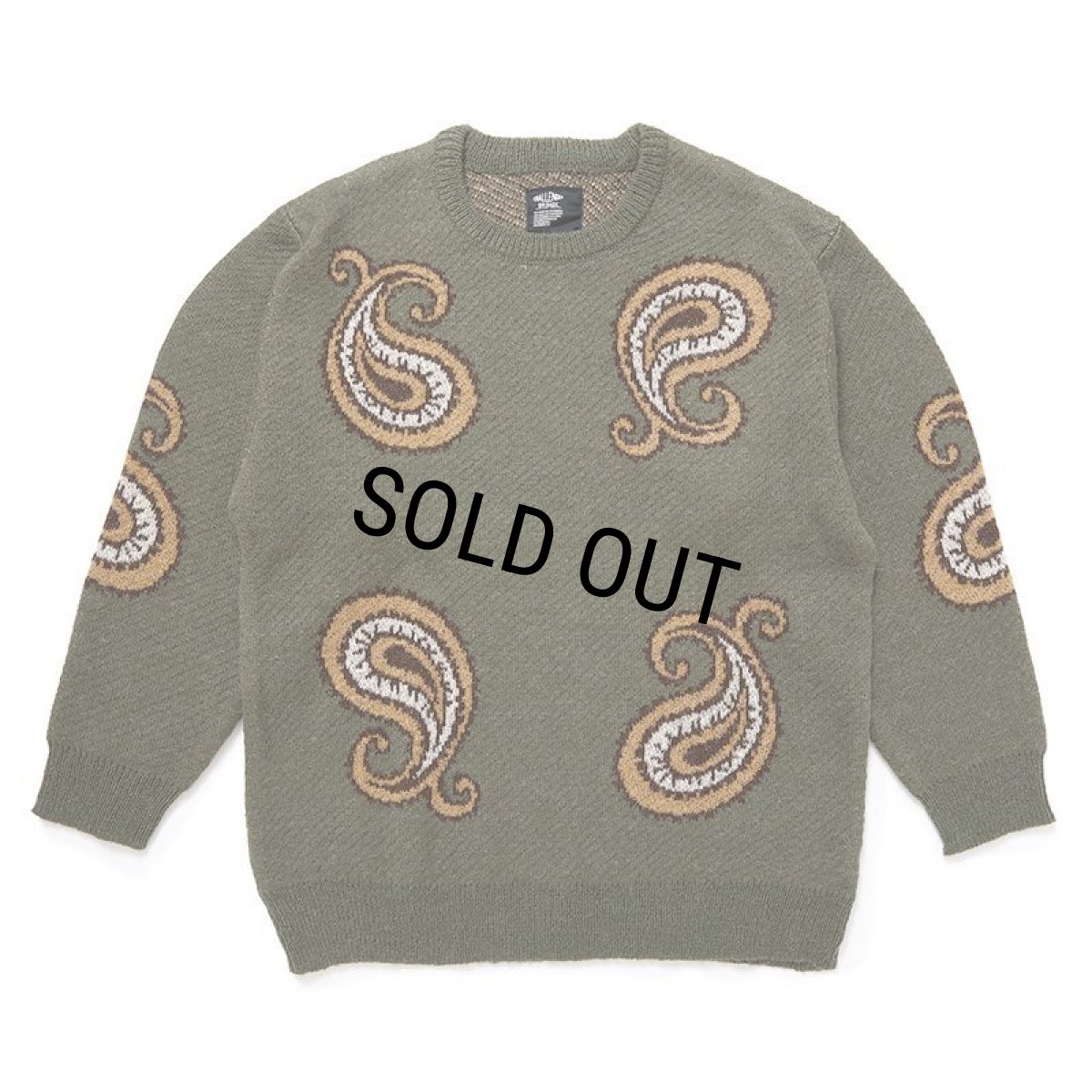 画像1: CHALLENGER/BIG PAISLEY C/N SWEATER（OLIVE）［ビッグペイズリーセーター-24秋冬］ (1)