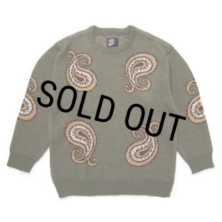CHALLENGER/BIG PAISLEY C/N SWEATER（OLIVE）［ビッグペイズリー