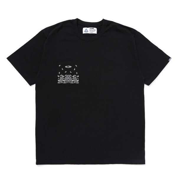 画像1: CHALLENGER/BANDANA POCKET TEE（BLACK）［刺繍ポケT-24秋冬］