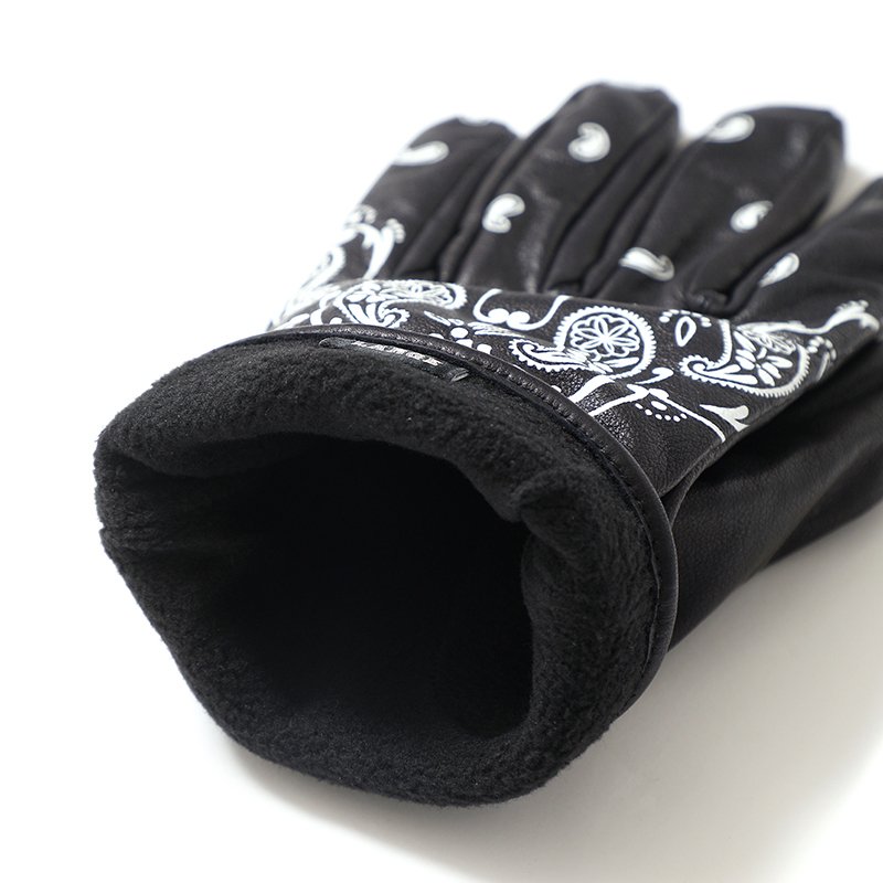 画像3: CHALLENGER/BANDANA LEATHER GLOVE（BLACK）［バンダナレザーグローブ-24秋冬］