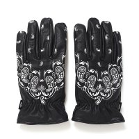 CHALLENGER/BANDANA LEATHER GLOVE（BLACK）［バンダナレザーグローブ-24秋冬］