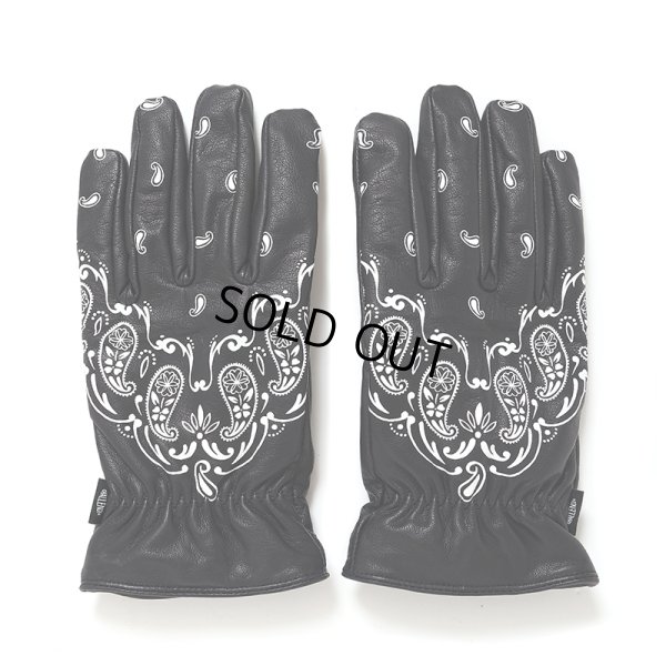 画像1: CHALLENGER/BANDANA LEATHER GLOVE（BLACK）［バンダナレザーグローブ-24秋冬］