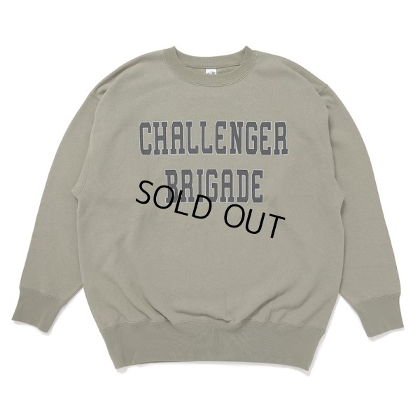 画像1: CHALLENGER/COLLEGE LOGO C/N SWEAT（KHAKI）［クルーネックスウェット-24秋冬］