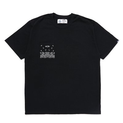 画像1: CHALLENGER/BANDANA POCKET TEE（BLACK）［刺繍ポケT-24秋冬］