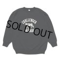 CHALLENGER/WOLF COLLEGE C/N SWEAT（BLACK）［クルーネックスウェット-24秋冬］