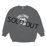 CHALLENGER/WOLF COLLEGE C/N SWEAT（BLACK）［クルーネックスウェット-24秋冬］