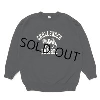 CHALLENGER/WOLF COLLEGE C/N SWEAT（BLACK）［クルーネックスウェット-24秋冬］