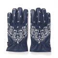 CHALLENGER/BANDANA LEATHER GLOVE（NAVY）［バンダナレザーグローブ-24秋冬］