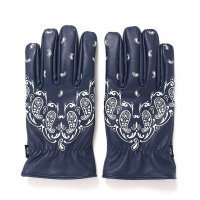 CHALLENGER/BANDANA LEATHER GLOVE（NAVY）［バンダナレザーグローブ-24秋冬］