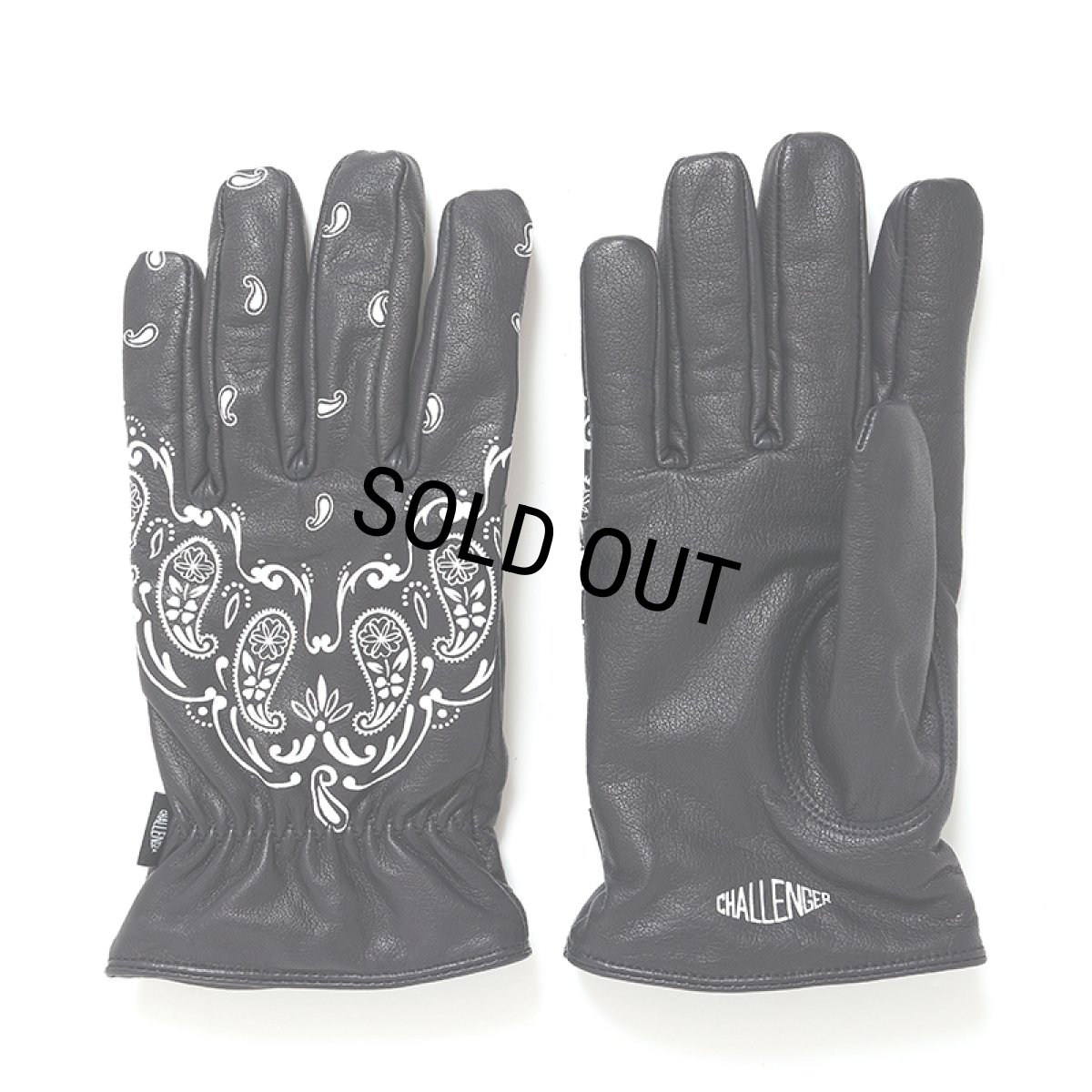 画像2: CHALLENGER/BANDANA LEATHER GLOVE（BLACK）［バンダナレザーグローブ-24秋冬］ (2)