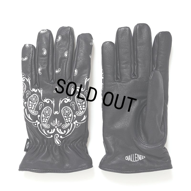 CHALLENGER/BANDANA LEATHER GLOVE（BLACK）［バンダナレザー