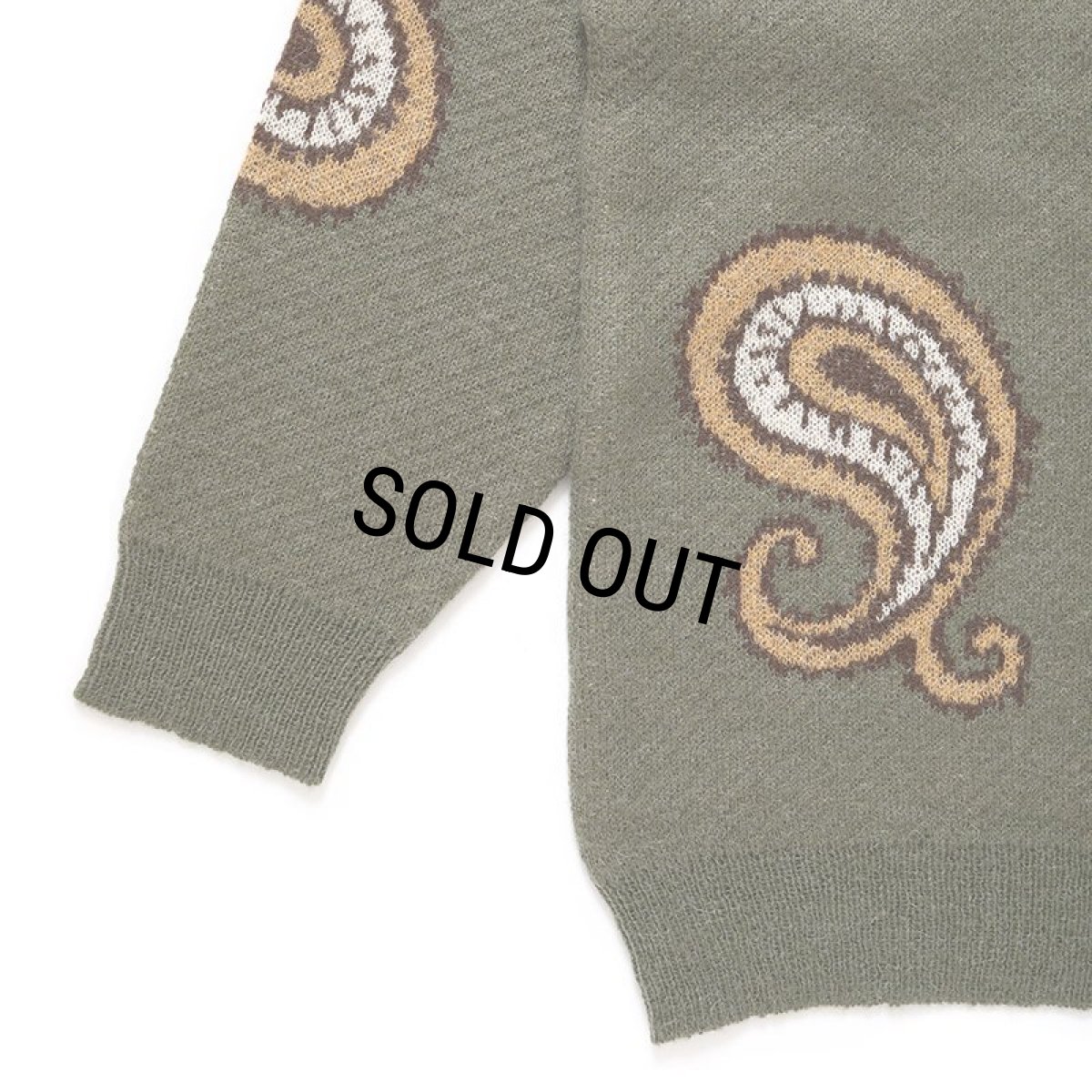 画像5: CHALLENGER/BIG PAISLEY CARDIGAN（OLIVE）［ビッグペイズリーカーディガン-24秋冬］ (5)