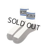 CALEE/JACQUARD PILE LINE SOCKS（WHITE/BLUE）［ラインソックス-24春夏］