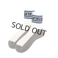CALEE/JACQUARD PILE LINE SOCKS（WHITE/BLUE）［ラインソックス-24春夏］