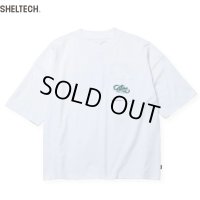 CALEE/× SHELTECH CL SNAKE LOGO DROP SHOULDER TEE（WHITE）［ドロップショルダーポケT-24春夏］