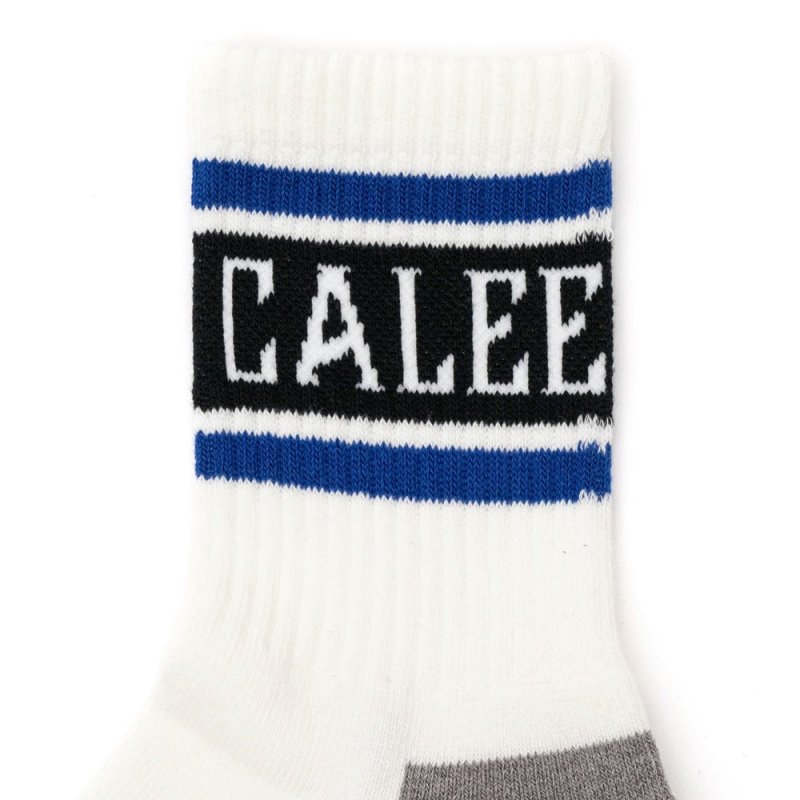 画像2: CALEE/JACQUARD PILE LINE SOCKS（WHITE/BLUE）［ラインソックス-24春夏］