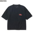 画像1: 【30%OFF】CALEE/× SHELTECH CL SNAKE LOGO DROP SHOULDER TEE（BLACK）［ドロップショルダーポケT-24春夏］ (1)