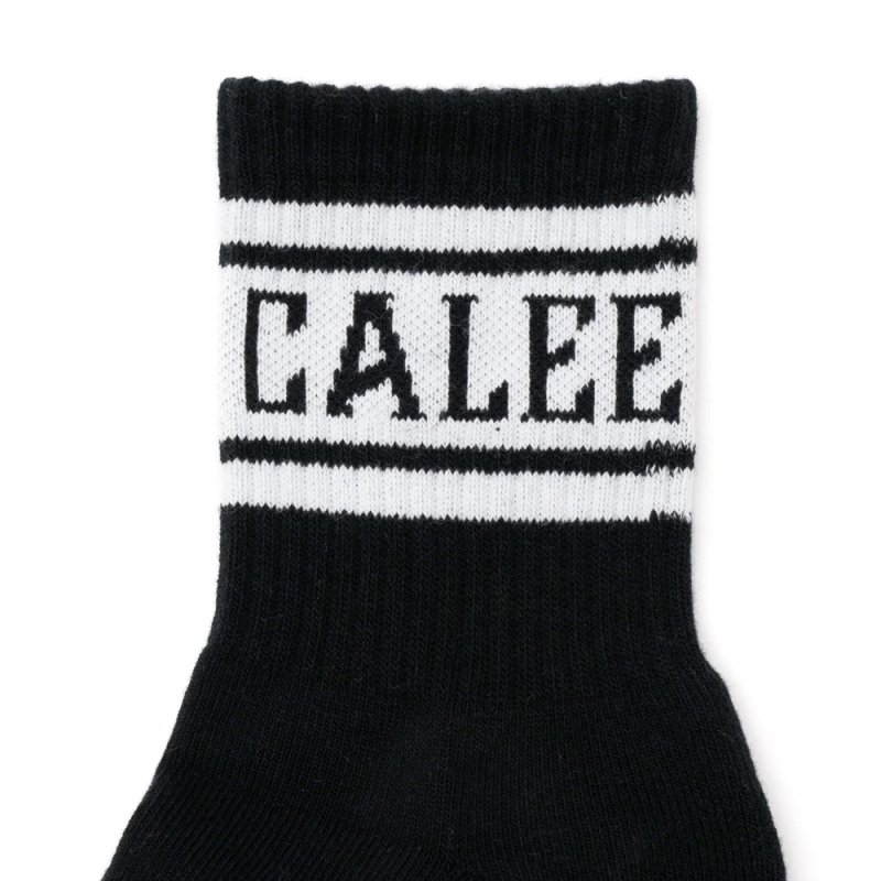 画像2: CALEE/JACQUARD PILE LINE SOCKS（BLACK/BLACK）［ラインソックス-24春夏］