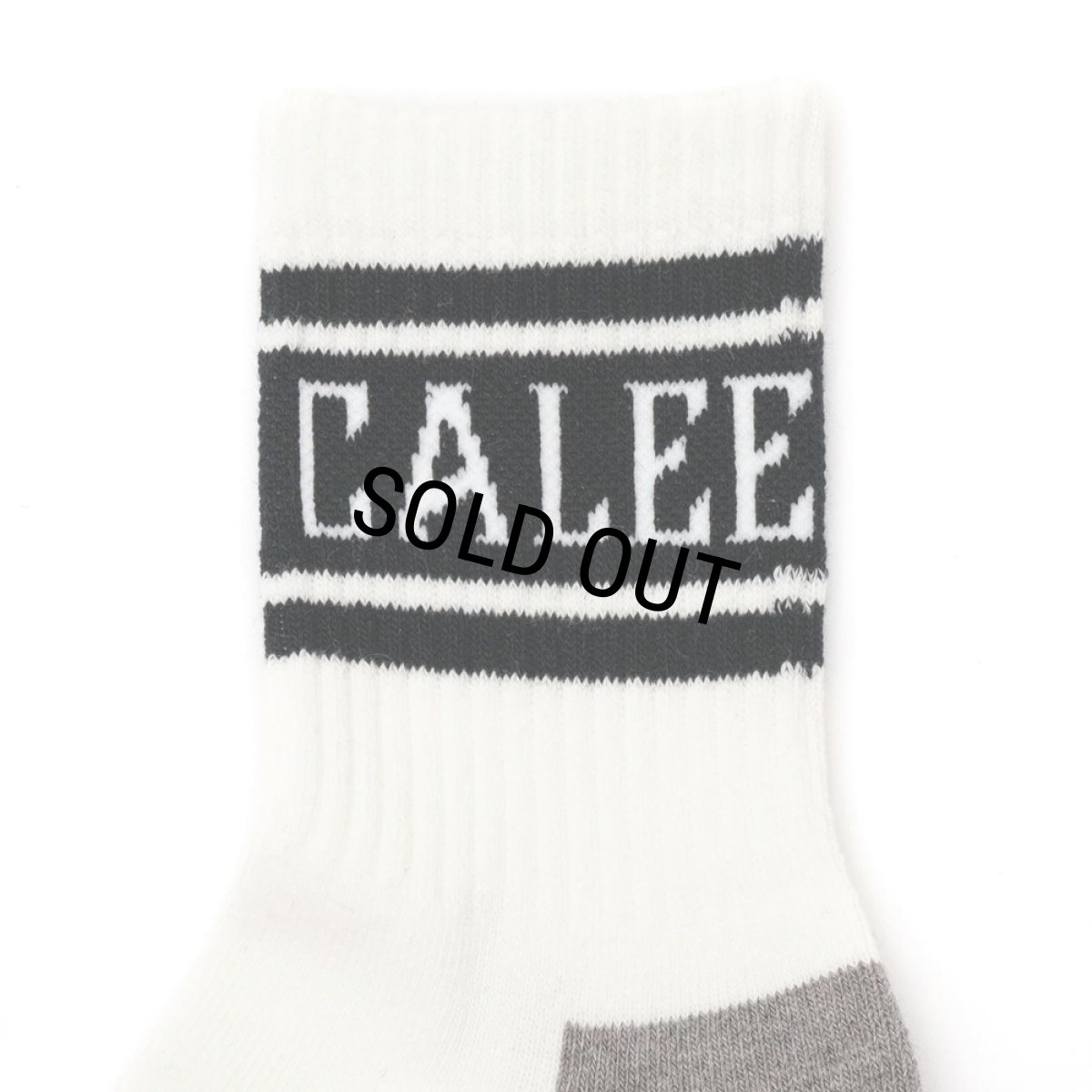 画像2: CALEE/JACQUARD PILE LINE SOCKS（WHITE/BLACK）［ラインソックス-24春夏］ (2)