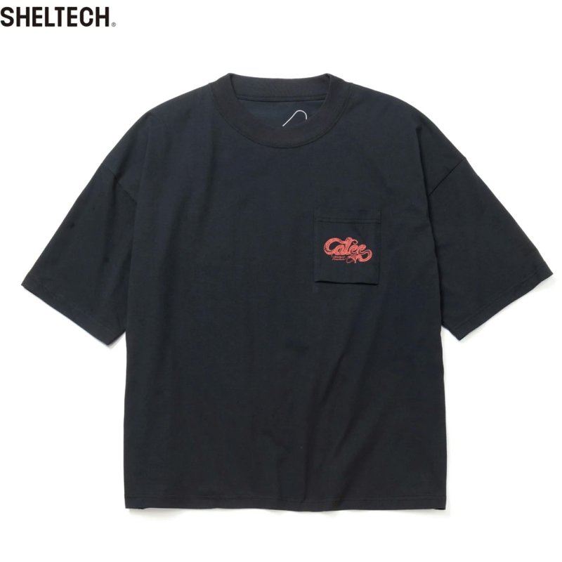 画像1: 【30%OFF】CALEE/× SHELTECH CL SNAKE LOGO DROP SHOULDER TEE（BLACK）［ドロップショルダーポケT-24春夏］
