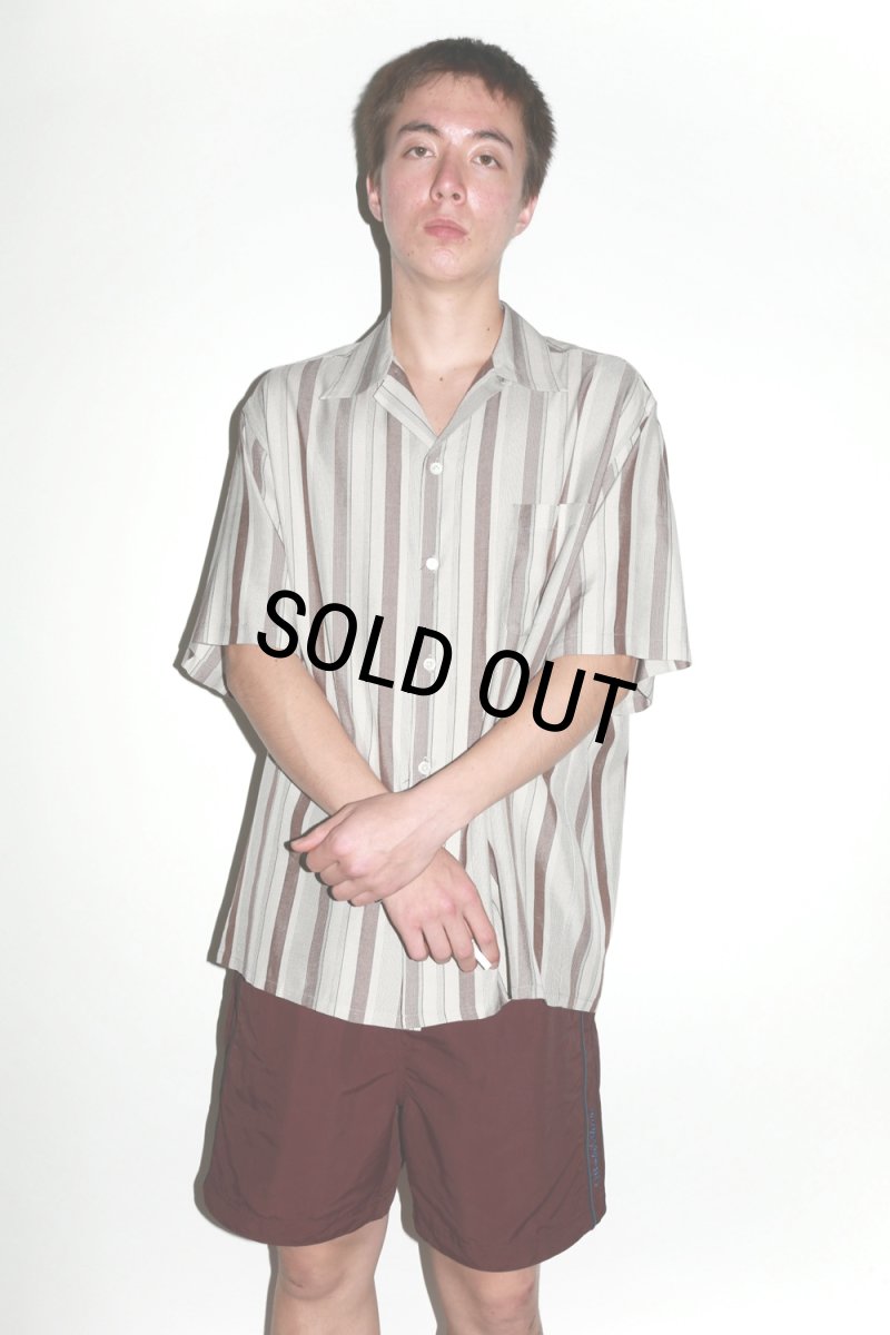 画像2: WACKO MARIA/STRIPED OPEN COLLAR SHIRT（GRAY）［ストライプオープンカラーシャツ-24春夏］ (2)