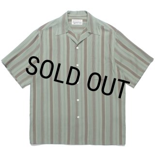 WACKO MARIA/STRIPED OPEN COLLAR SHIRT（GREEN）［ストライプオープン