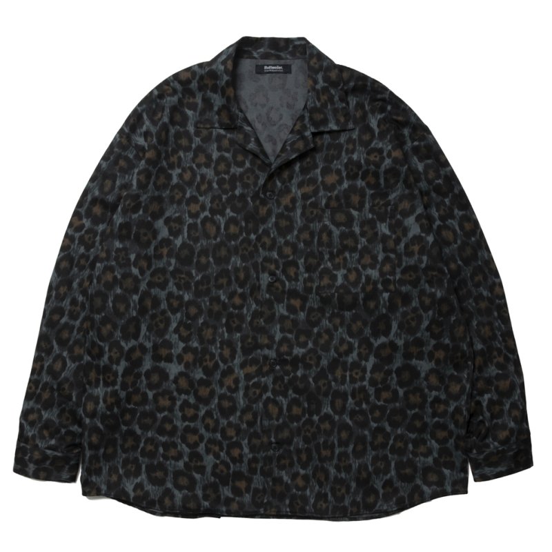画像1: 【30%OFF】ROTTWEILER/R9 LEOPARD OPENCOLLAR SHIRT（GREEN）［レオパードオープンカラーシャツ-24秋冬］
