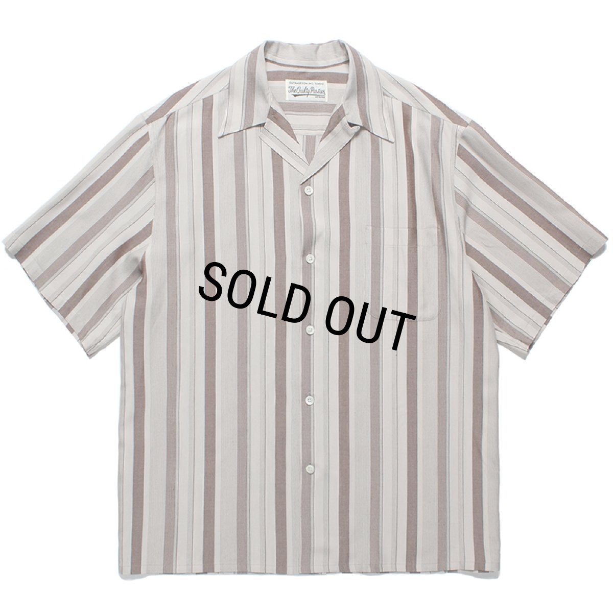 画像1: WACKO MARIA/STRIPED OPEN COLLAR SHIRT（GRAY）［ストライプオープンカラーシャツ-24春夏］ (1)