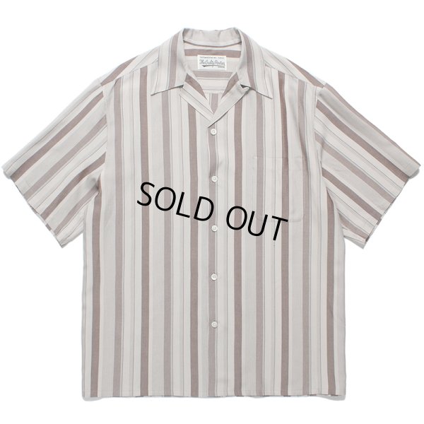 画像1: WACKO MARIA/STRIPED OPEN COLLAR SHIRT（GRAY）［ストライプオープンカラーシャツ-24春夏］