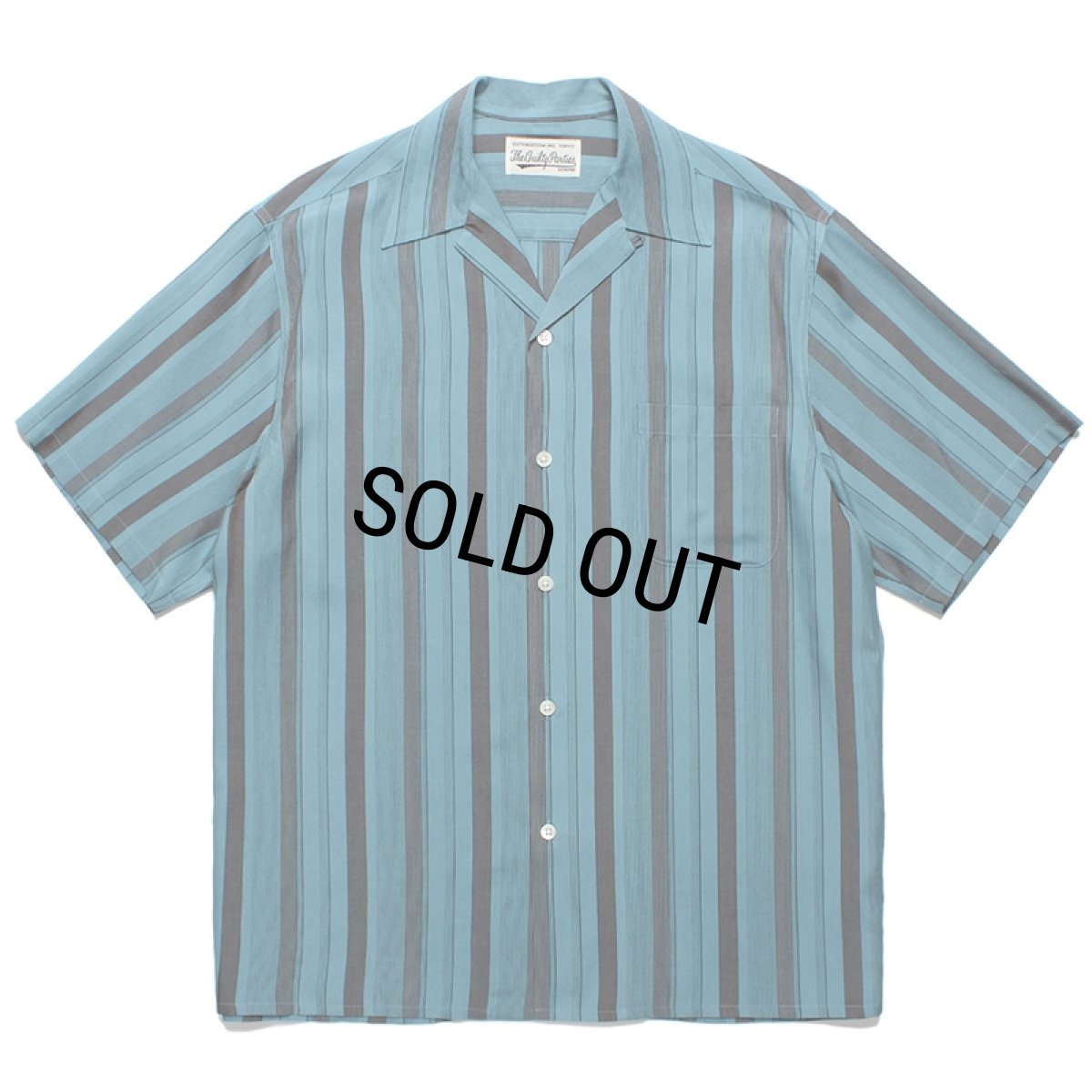 画像1: WACKO MARIA/STRIPED OPEN COLLAR SHIRT（BLUE）［ストライプオープンカラーシャツ-24春夏］ (1)