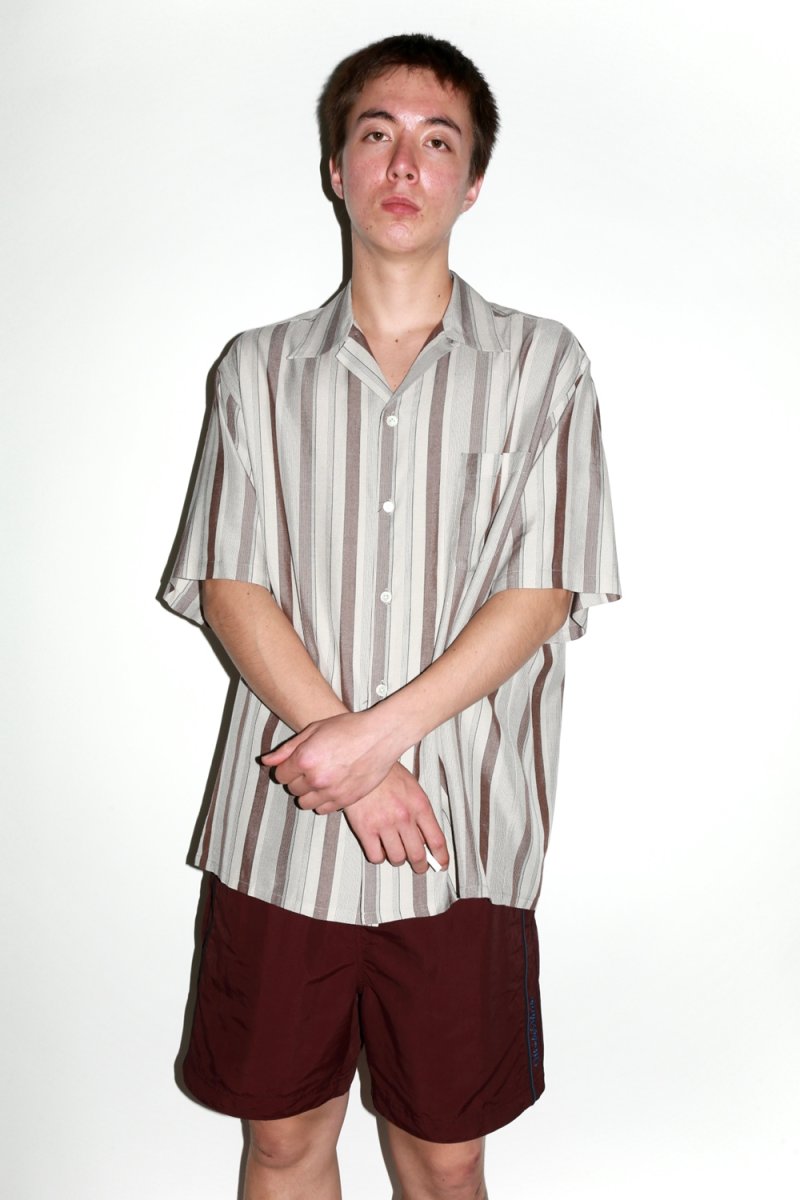 画像2: WACKO MARIA/STRIPED OPEN COLLAR SHIRT（GRAY）［ストライプオープンカラーシャツ-24春夏］