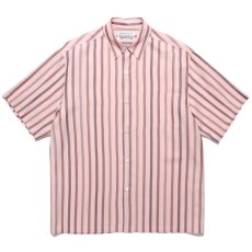画像1: WACKO MARIA/STRIPED REGULAR COLLAR SHIRT（PINK）［ストライプオープンカラーシャツ-24春夏］ (1)
