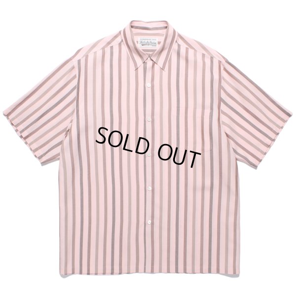 画像1: WACKO MARIA/STRIPED REGULAR COLLAR SHIRT（PINK）［ストライプオープンカラーシャツ-24春夏］