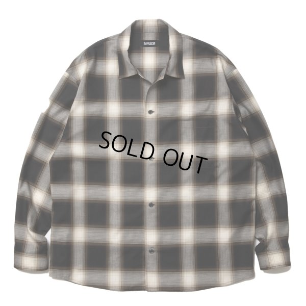 画像1: 【30%OFF】ROTTWEILER/R9 OMBRE OPENCOLLAR SHIRT（BLACK）［オンブレオープンカラーシャツ-24秋冬］