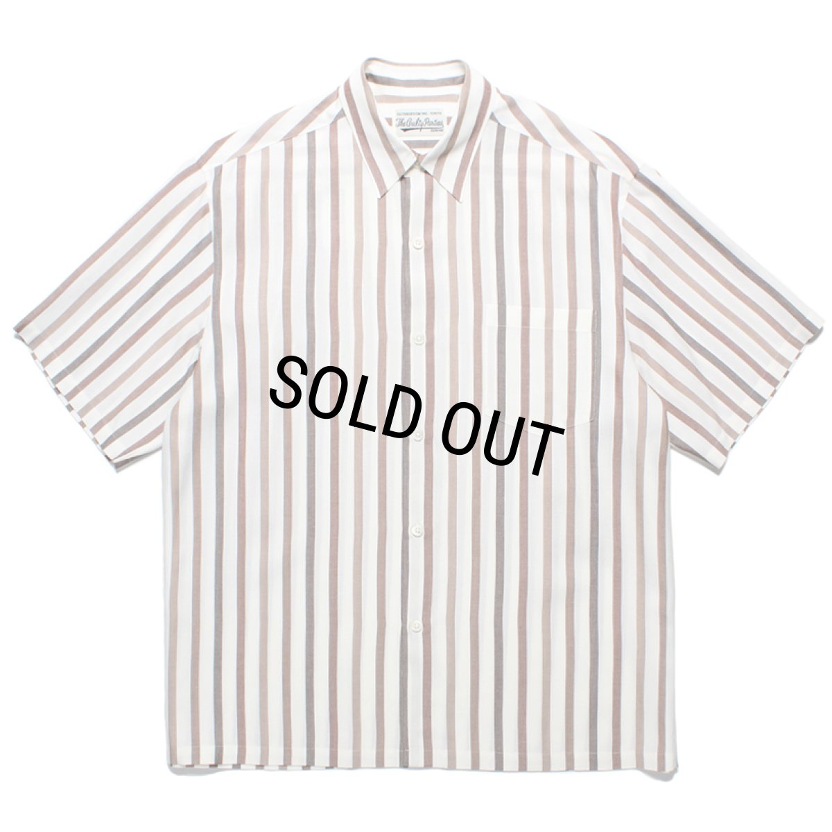 画像1: WACKO MARIA/STRIPED REGULAR COLLAR SHIRT（WHITE）［ストライプオープンカラーシャツ-24春夏］ (1)