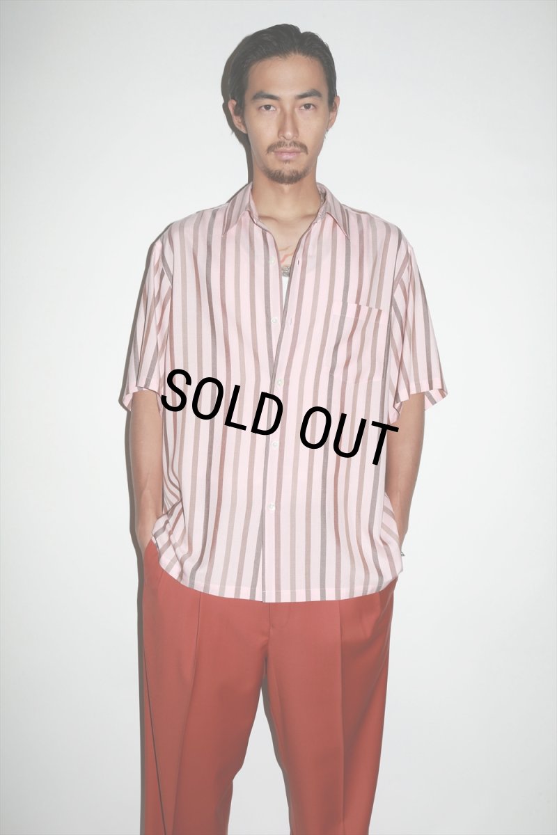 画像2: WACKO MARIA/STRIPED REGULAR COLLAR SHIRT（PINK）［ストライプオープンカラーシャツ-24春夏］ (2)