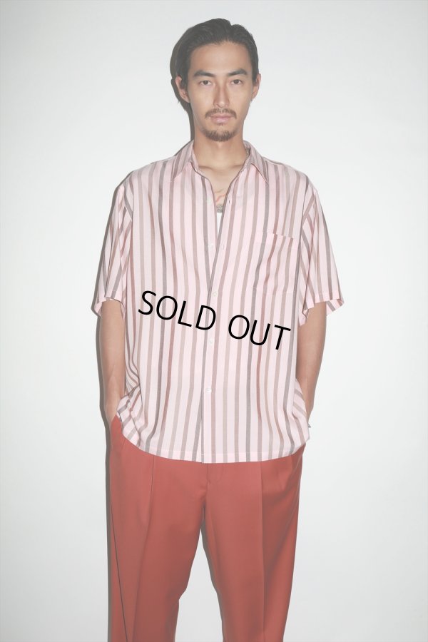 画像2: WACKO MARIA/STRIPED REGULAR COLLAR SHIRT（PINK）［ストライプオープンカラーシャツ-24春夏］